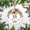 15th Wedding Anniversary 15 Years As Mr & Mrs 2025 Christmas Ornaments Gifts For Couples Husband Wife Holiday Decoration Christmas Tree Ornament | teecentury