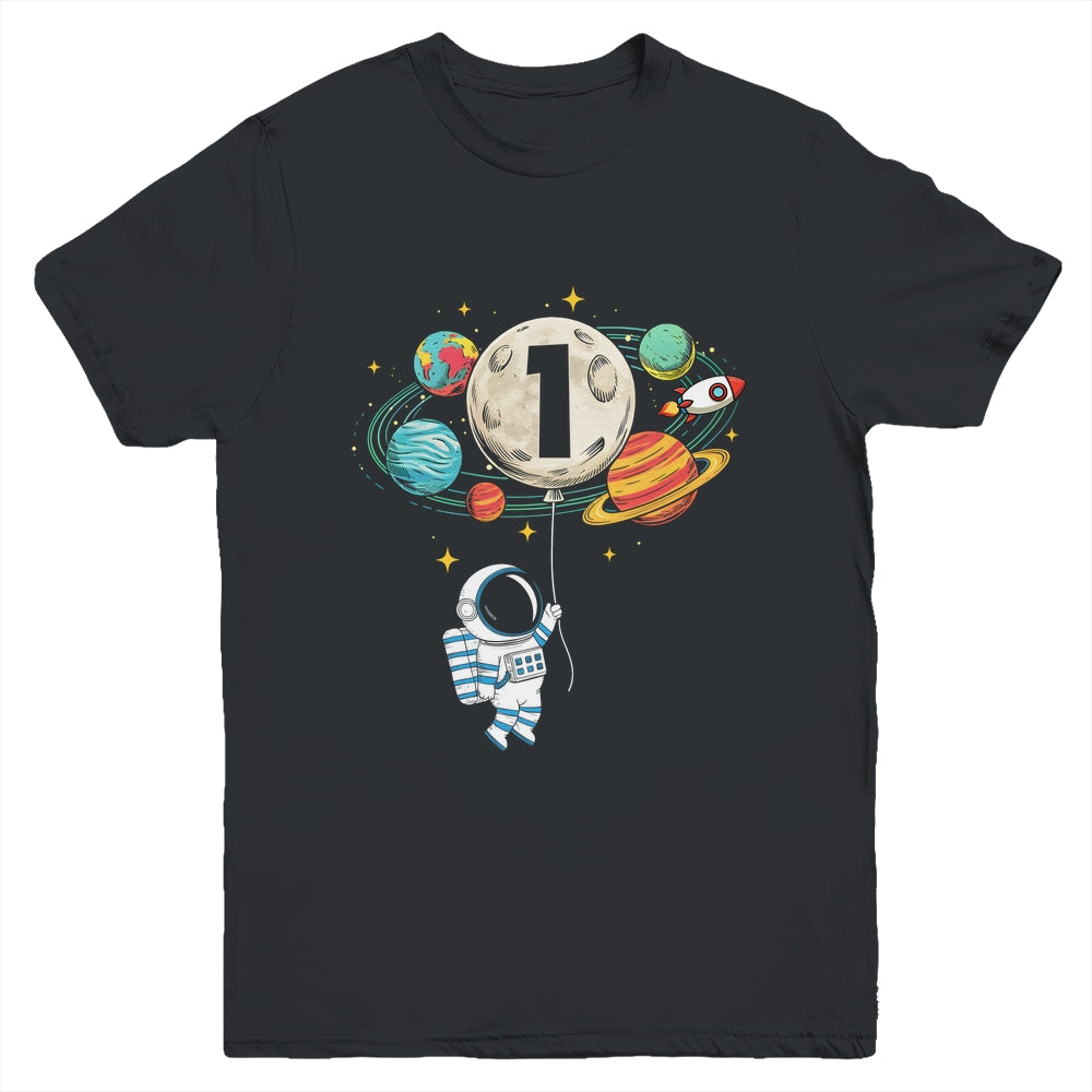 1 Years Old Birthday Boy Astronaut Space 1st Birthday Youth Shirt | teecentury