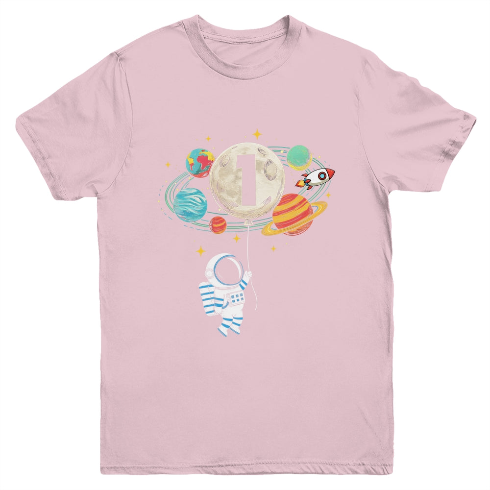 1 Years Old Birthday Boy Astronaut Space 1st Birthday Youth Shirt | teecentury