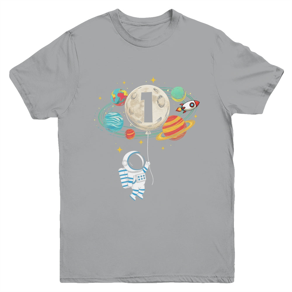 1 Years Old Birthday Boy Astronaut Space 1st Birthday Youth Shirt | teecentury