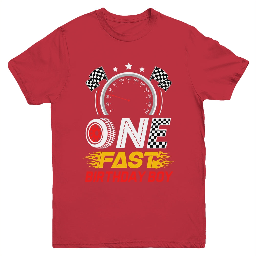 1st Birthday Racer One Fast Birthday Boy Race Car Youth Shirt | teecentury
