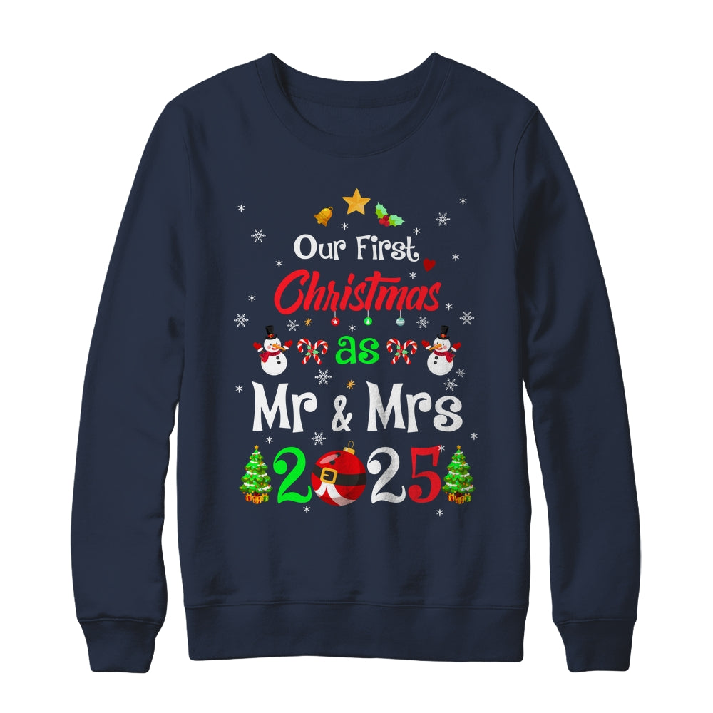1st First Christmas As Mr And Mrs 2025 Couples Wife Husband Shirt & Sweatshirt | teecentury
