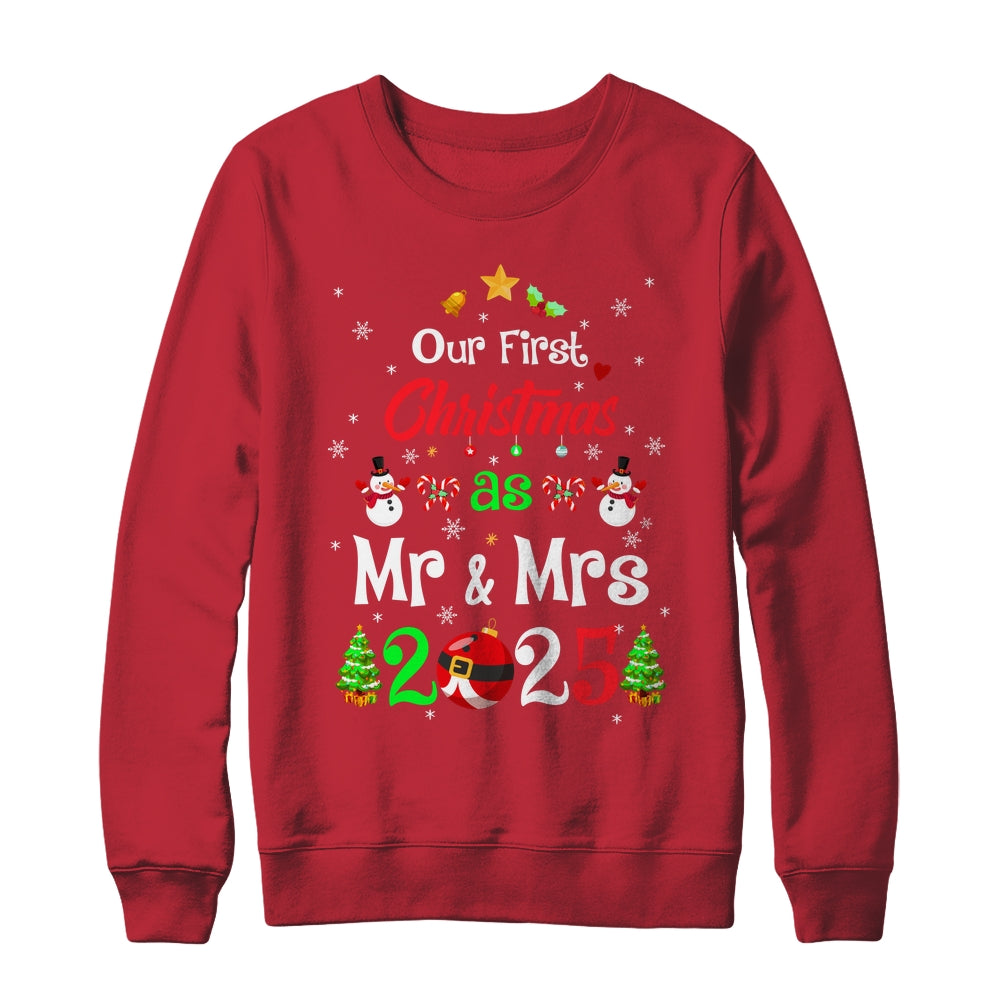 1st First Christmas As Mr And Mrs 2025 Couples Wife Husband Shirt & Sweatshirt | teecentury