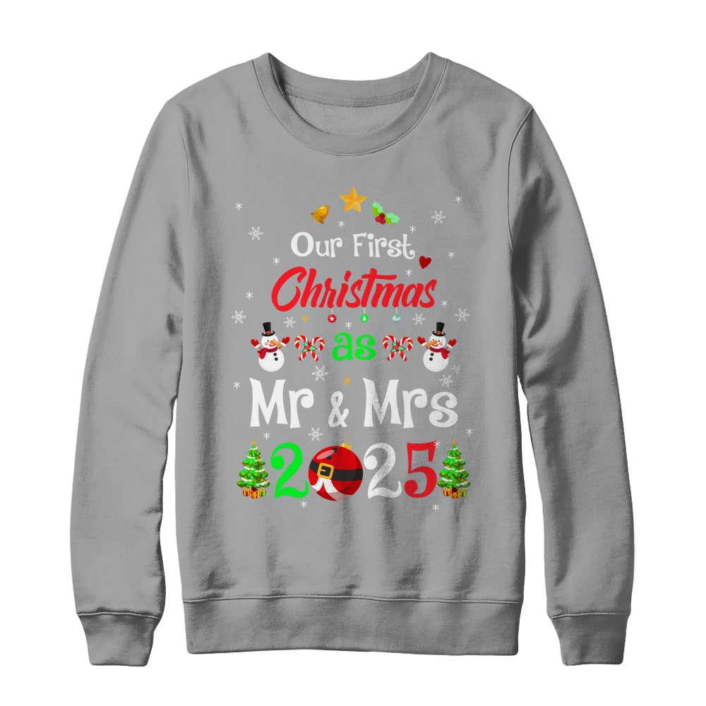 1st First Christmas As Mr And Mrs 2025 Couples Wife Husband Shirt & Sweatshirt | teecentury