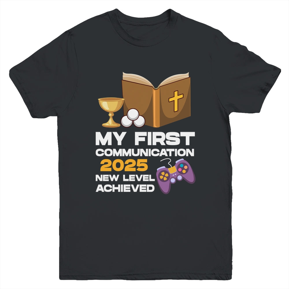 1st My First Communion 2025 Boys Girls Controller Video Game Youth Shirt | teecentury
