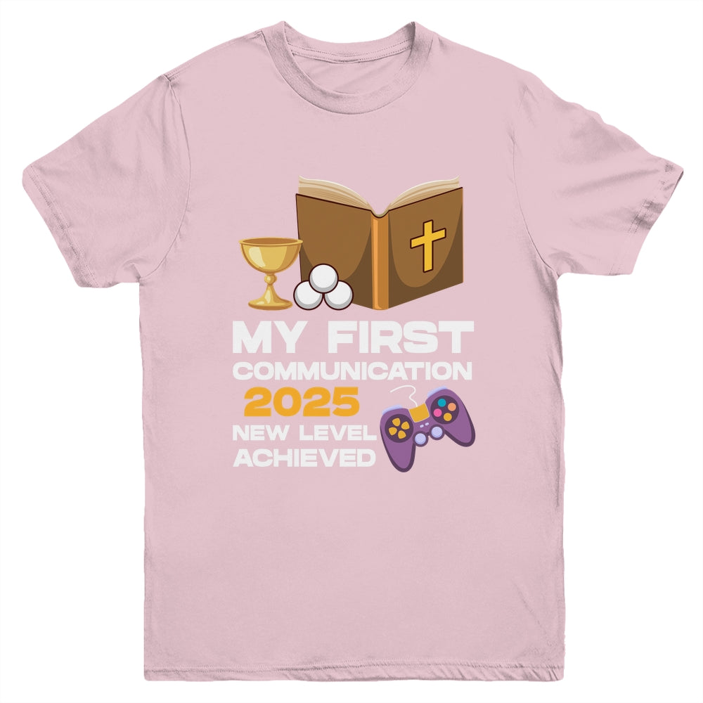 1st My First Communion 2025 Boys Girls Controller Video Game Youth Shirt | teecentury