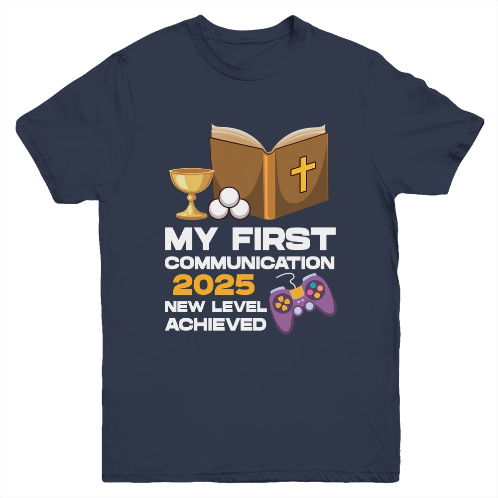 1st My First Communion 2025 Boys Girls Controller Video Game Youth Shirt | teecentury