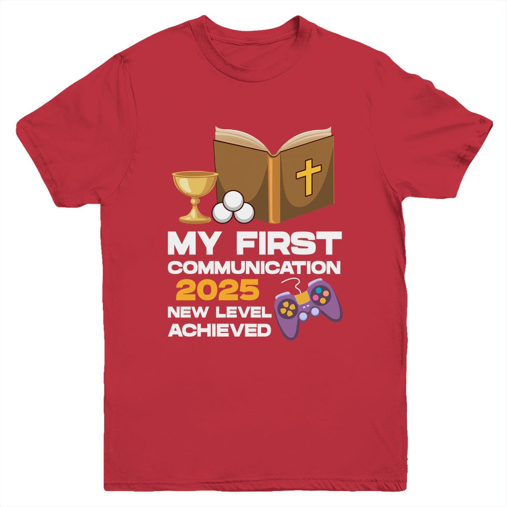 1st My First Communion 2025 Boys Girls Controller Video Game Youth Shirt | teecentury