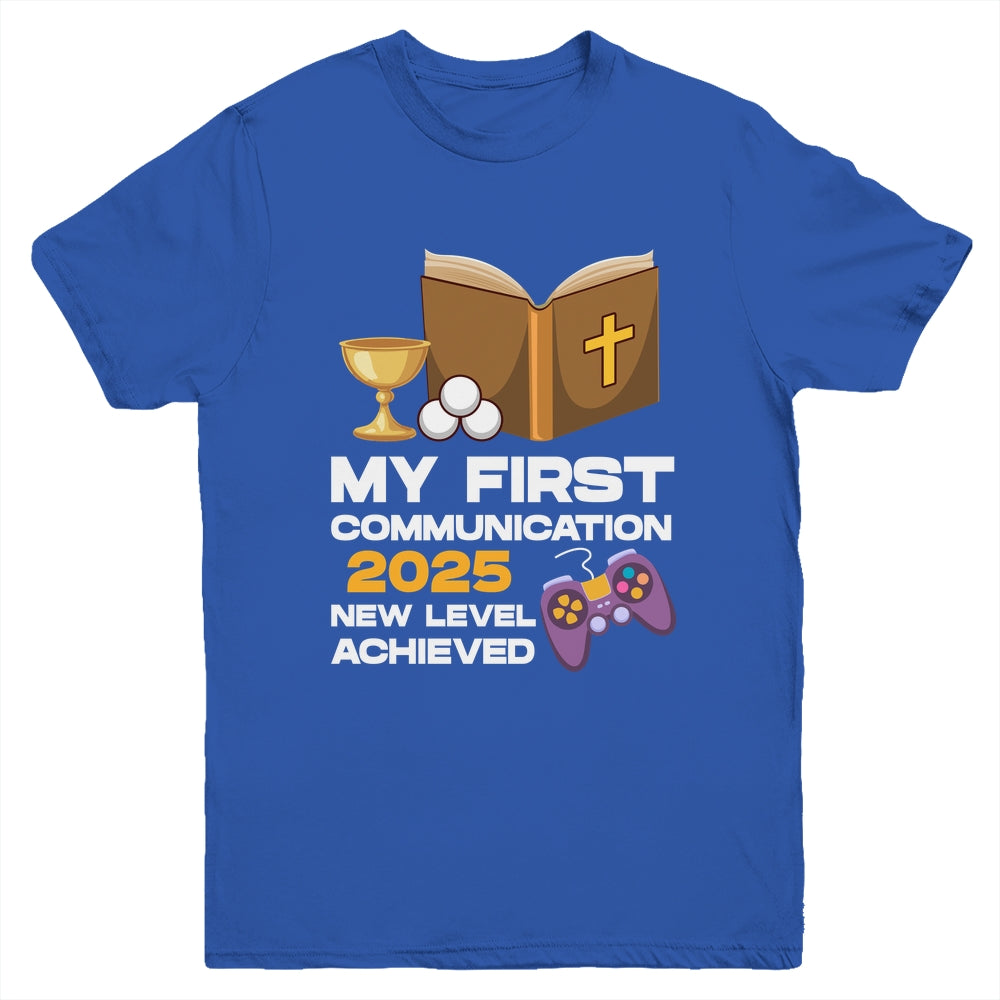 1st My First Communion 2025 Boys Girls Controller Video Game Youth Shirt | teecentury
