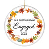 2022 Our First Christmas Engaged Just Married Autumn Leaf Gift For Wedding Newlywed Couple 2022 Christmas Tree Ornament Ornament | Teecentury.com