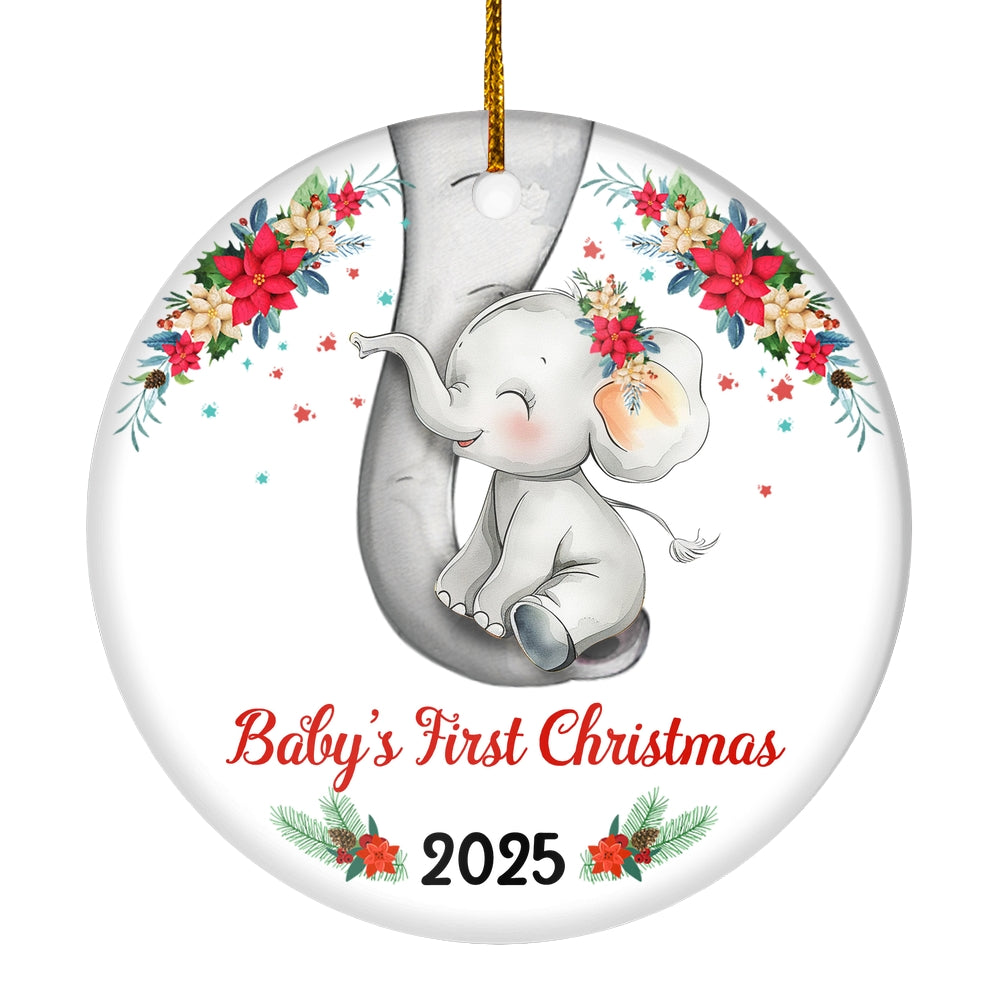 2025 Baby's First Christmas Cute Elephant Ornament for Newborn Babies Xmas Christmas Tree Ornament | teecentury