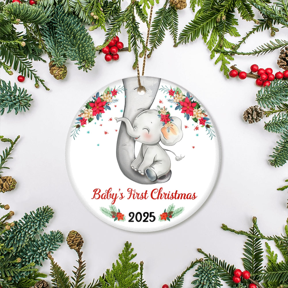 2025 Baby's First Christmas Cute Elephant Ornament for Newborn Babies Xmas Christmas Tree Ornament | teecentury