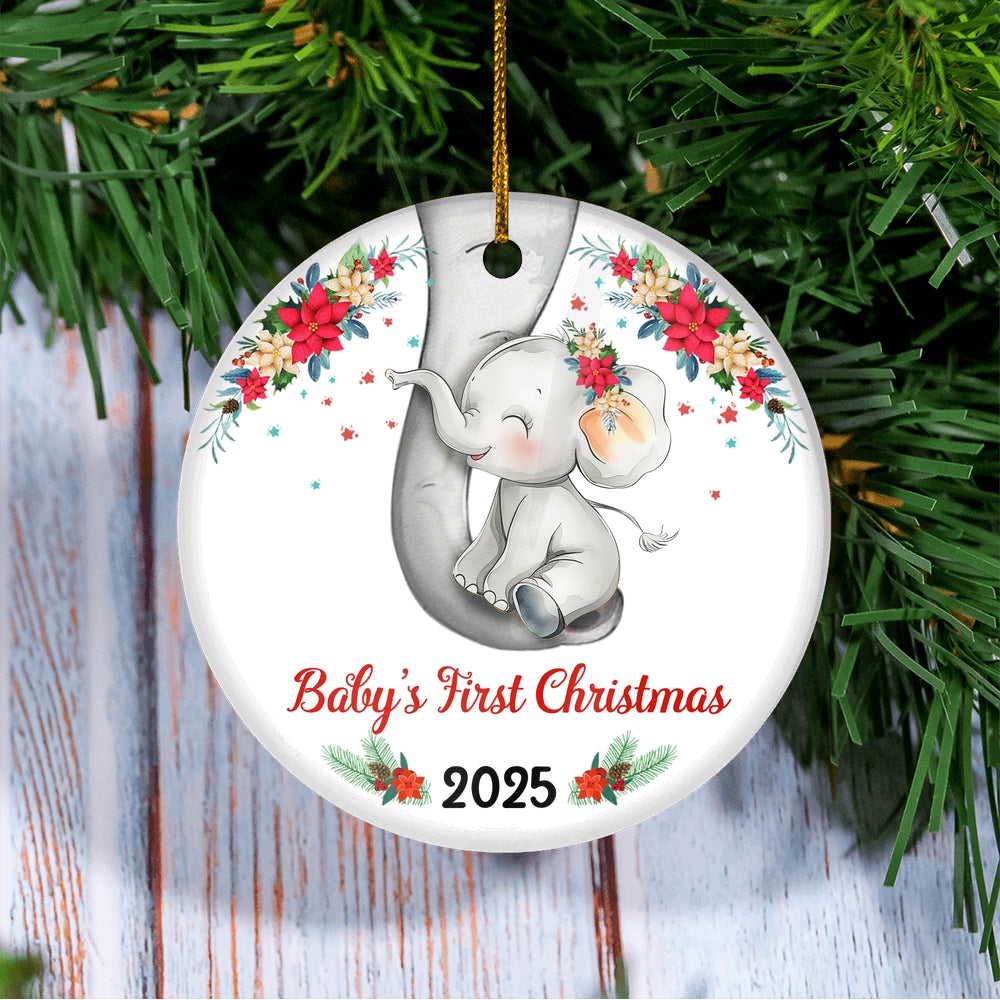 2025 Baby's First Christmas Cute Elephant Ornament for Newborn Babies Xmas Christmas Tree Ornament | teecentury