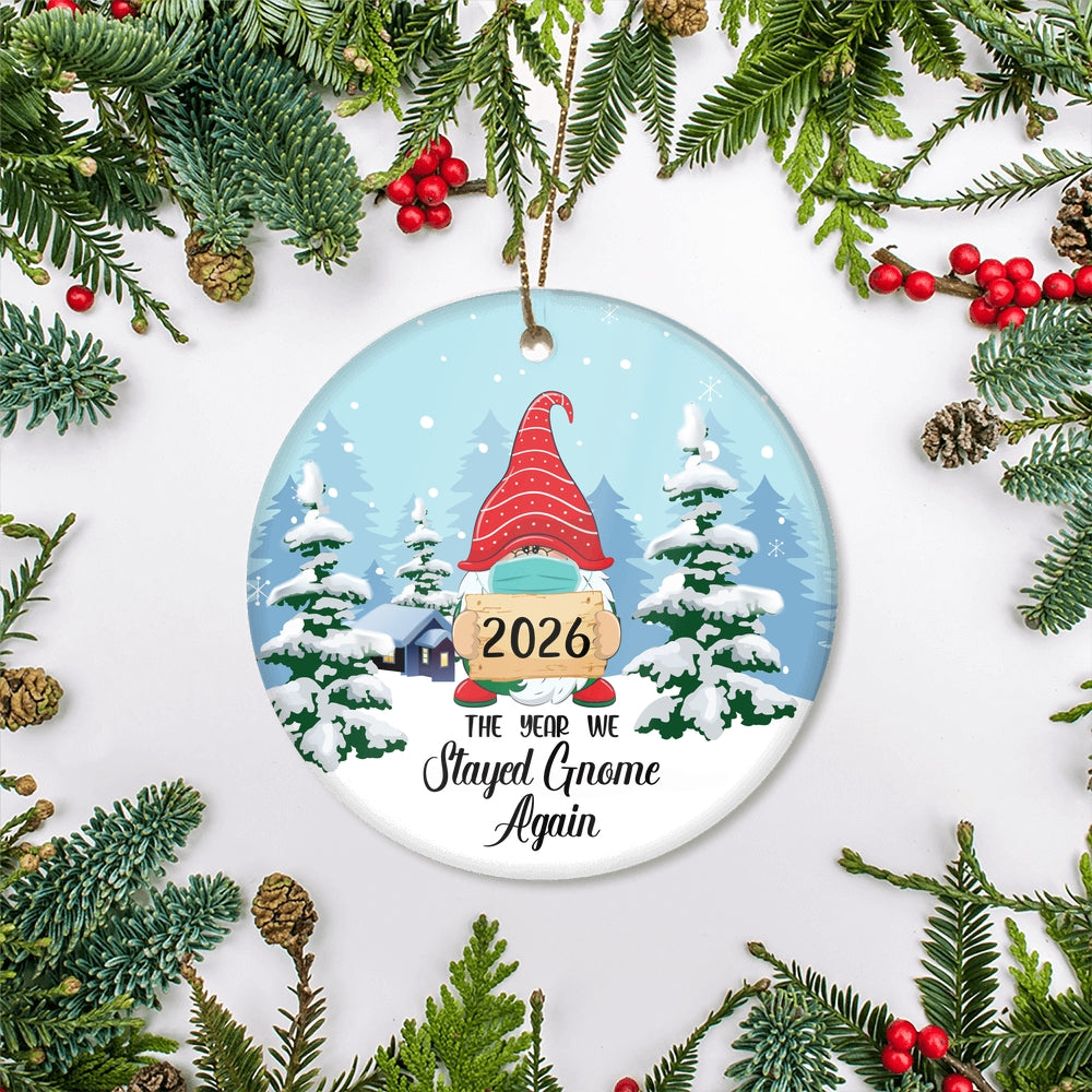 2025 Christmas Ornaments Santa The Year We Stayed Gnome Again Novelty Souvenir Christmas Tree Ornament | teecentury