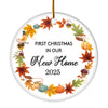 2025 First Christmas In Our New Home Mr And Mrs Gift Autumn Leaf For Wedding Newlywed Couple 2025 Christmas Tree Ornament | teecentury