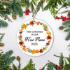 2025 First Christmas In Our New Home Mr And Mrs Gift Autumn Leaf For Wedding Newlywed Couple 2025 Christmas Tree Ornament | teecentury