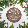 2025 First Christmas In Our New Home Mr And Mrs Gift Brown For Wedding Newlywed Couple 2025 Christmas Tree Ornament | teecentury