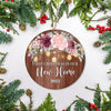 2025 First Christmas In Our New Home Mr And Mrs Gift Burgundy Flower For Wedding Newlywed Couple 2025 Christmas Tree Ornament | teecentury