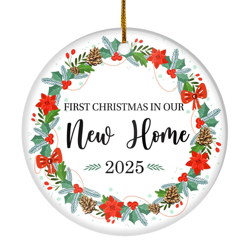 2025 First Christmas In Our New Home Mr And Mrs Gift Christmas Flower For Wedding Newlywed Couple 2025 Christmas Tree Ornament | teecentury
