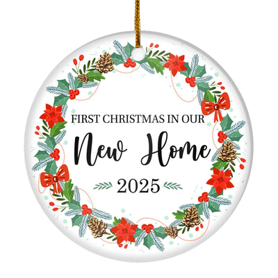 2025 First Christmas In Our New Home Mr And Mrs Gift Christmas Flower For Wedding Newlywed Couple 2025 Christmas Tree Ornament | teecentury