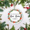 2025 First Christmas In Our New Home Mr And Mrs Gift Christmas Flower For Wedding Newlywed Couple 2025 Christmas Tree Ornament | teecentury