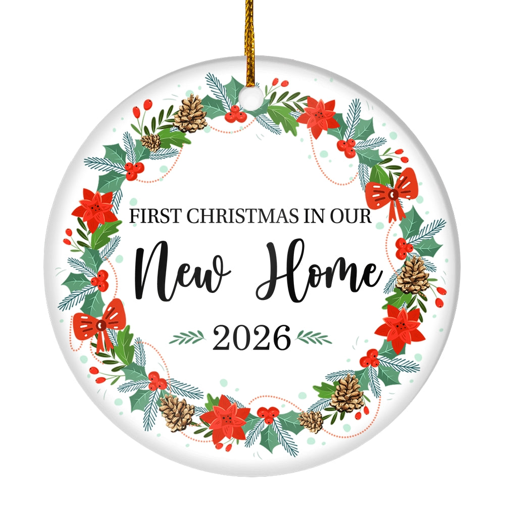 2025 First Christmas In Our New Home Mr And Mrs Gift Flower For Wedding Newlywed Couple 2025 Christmas Tree Ornament | teecentury