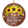 2025 First Christmas In Our New Home Mr And Mrs Gift Sunflower For Wedding Newlywed Couple 2025 Christmas Tree Ornament | teecentury