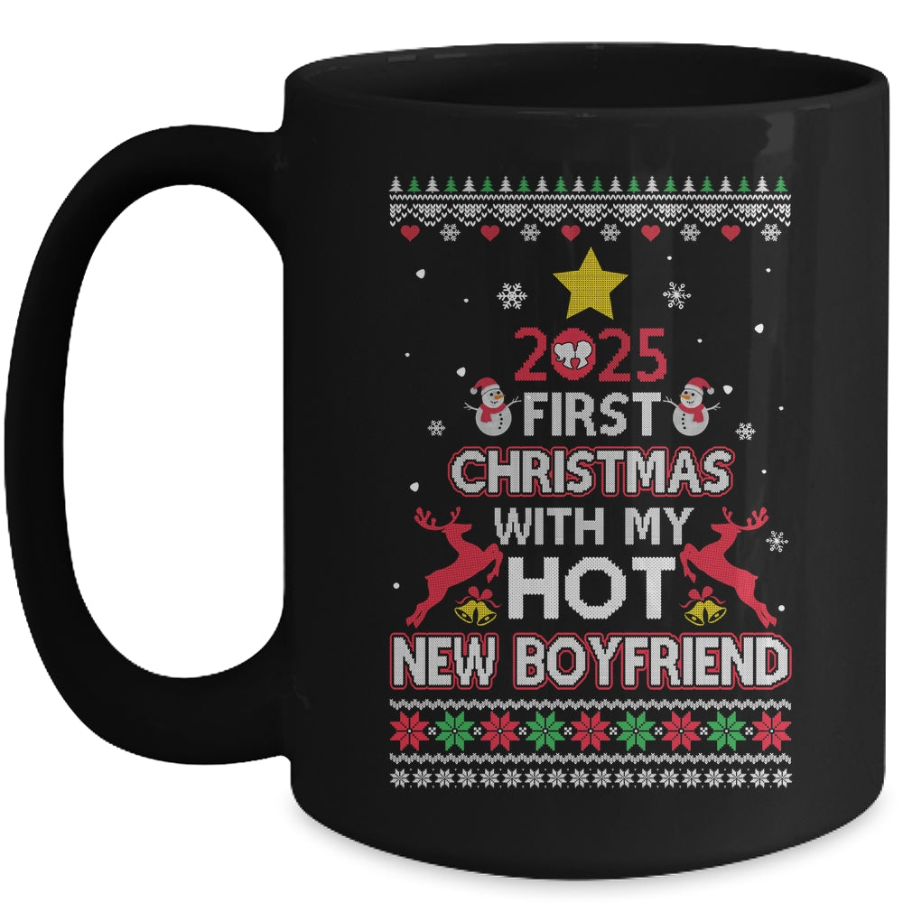 2025 First Christmas With My Hot New Boyfriend Ugly Mug | teecentury