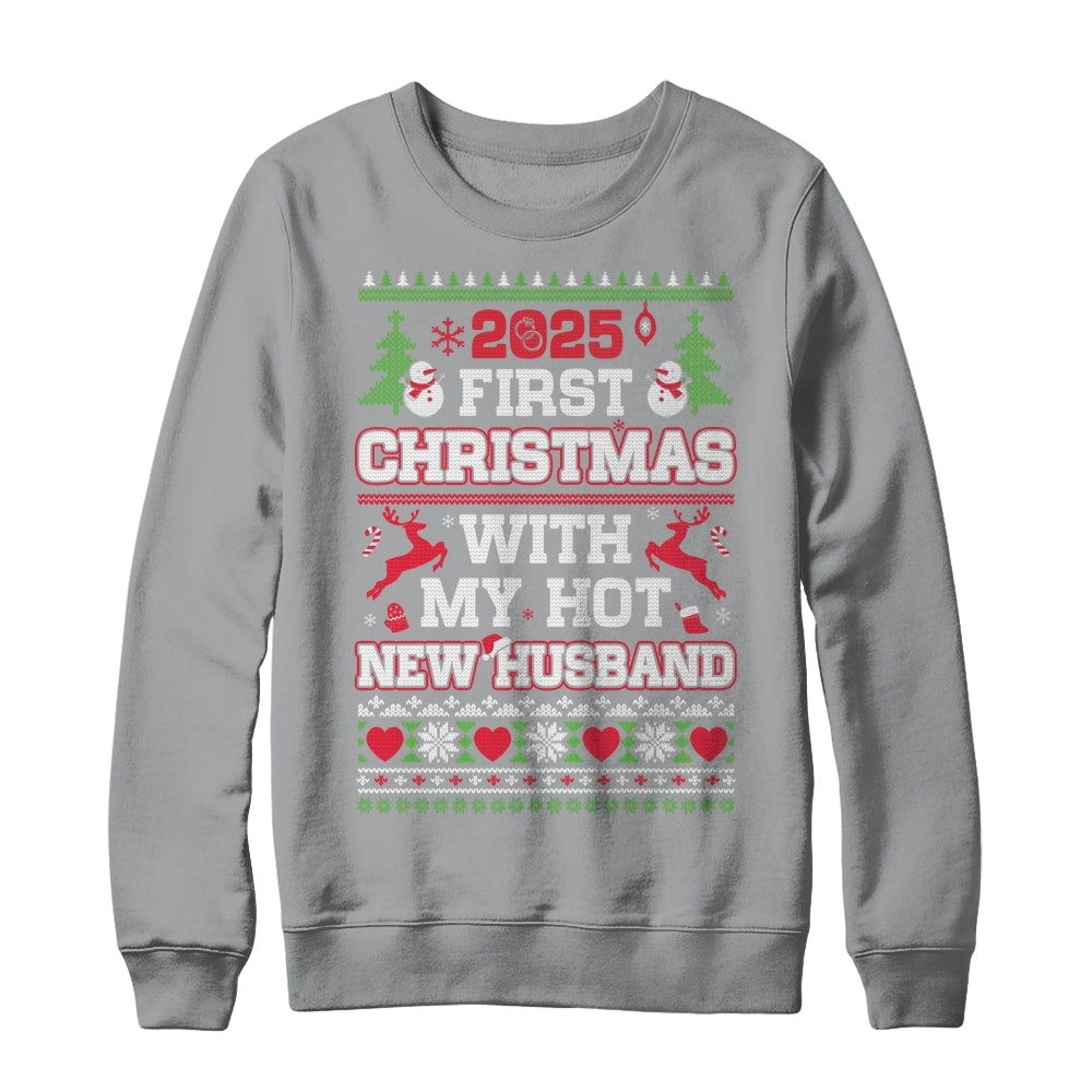 2025 First Christmas With My Hot New Husband Shirt & Sweatshirt | teecentury