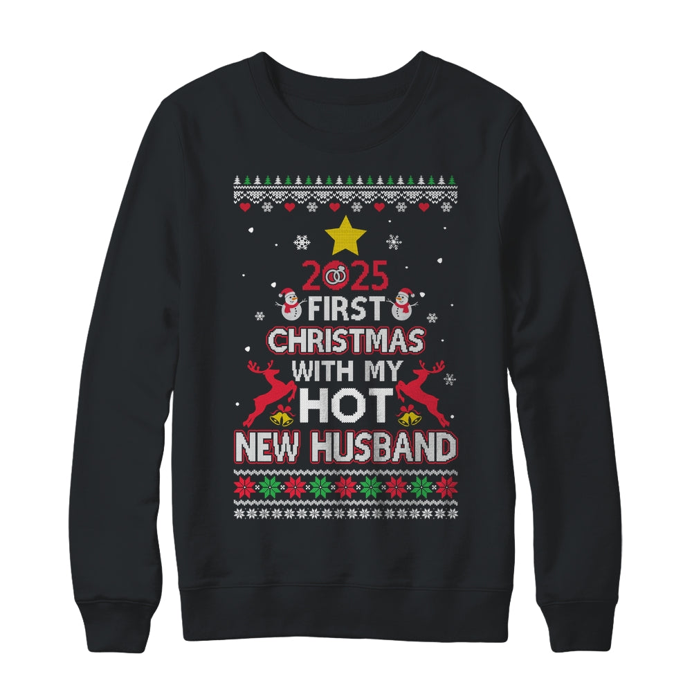 2025 First Christmas With My Hot New Husband Ugly Shirt & Sweatshirt | teecentury