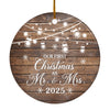 2025 Our First Christmas As Mr And Mrs Gift Brown For Wedding Newlywed Couple 2025 Christmas Tree Ornament | teecentury