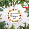 2025 Our First Christmas Engaged Just Married Autumn Leaf Gift For Wedding Newlywed Couple 2025 Christmas Tree Ornament | teecentury