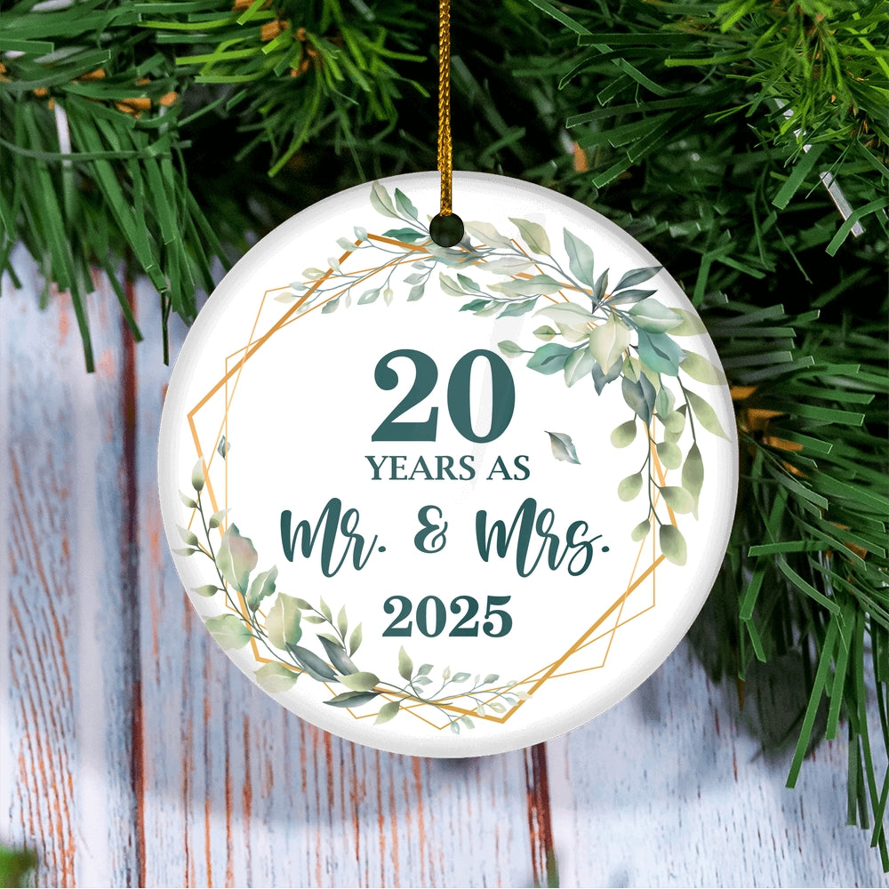 20th Anniversary Wedding Ornament Married 20 Years As Mr and Mrs For Couples Christmas Husband Wife Wedding Gift Holiday Decoration Christmas Tree Ornament | teecentury