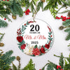 20th Wedding Anniversary Ornament Married 20 Years As Mr and Mrs For Couples Christmas Husband Wife Wedding Gift Holiday Decoration Christmas Tree Ornament | teecentury