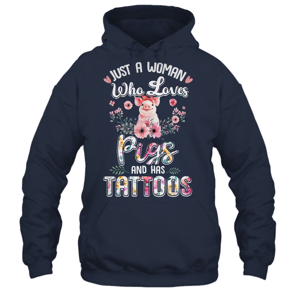 Just A Woman Who Loves Pigs And Has Tattoos T-Shirt & Tank Top | Teecentury.com