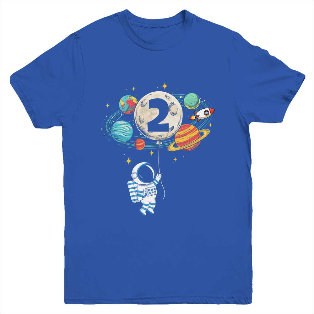 2 Years Old Birthday Boy Astronaut Space 2nd Birthday Youth Shirt | teecentury