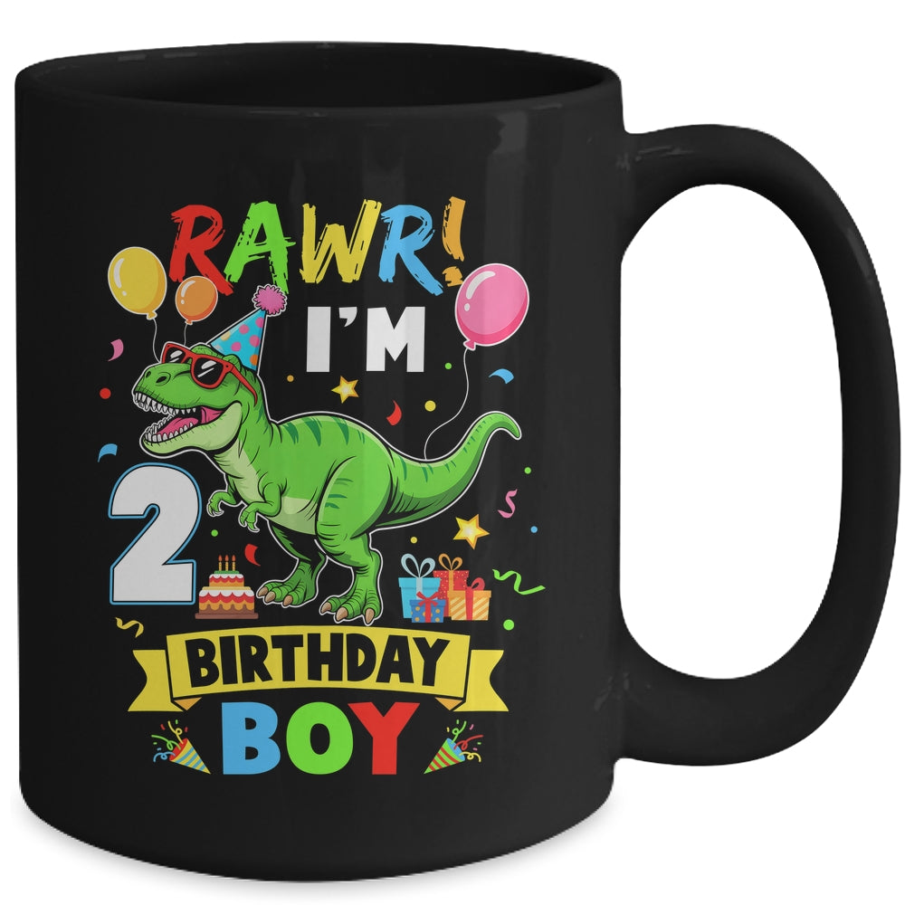 2 Years Old Boy 2nd Birthday Boy T Rex Dinosaur Mug | teecentury