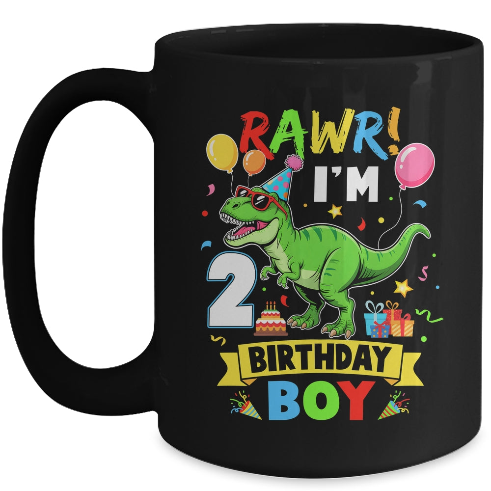 2 Years Old Boy 2nd Birthday Boy T Rex Dinosaur Mug | teecentury