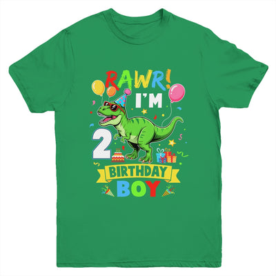 2 Years Old Boy 2nd Birthday Boy T Rex Dinosaur Youth Shirt | teecentury