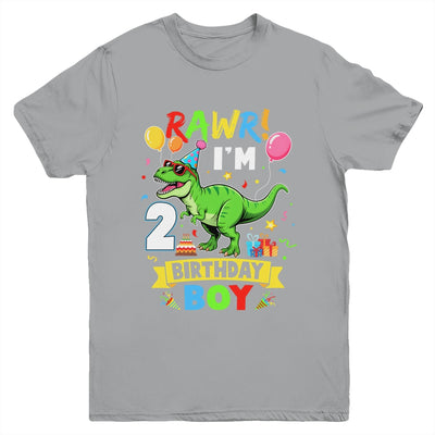 2 Years Old Boy 2nd Birthday Boy T Rex Dinosaur Youth Shirt | teecentury