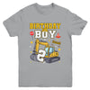 2nd Birthday Boy 2 Years Old Excavator Three Decorations Youth Shirt | teecentury