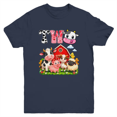 2nd Birthday Two Years Old Farm Theme Party Cow Birthday Youth Shirt | teecentury