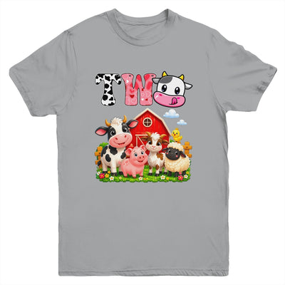 2nd Birthday Two Years Old Farm Theme Party Cow Birthday Youth Shirt | teecentury