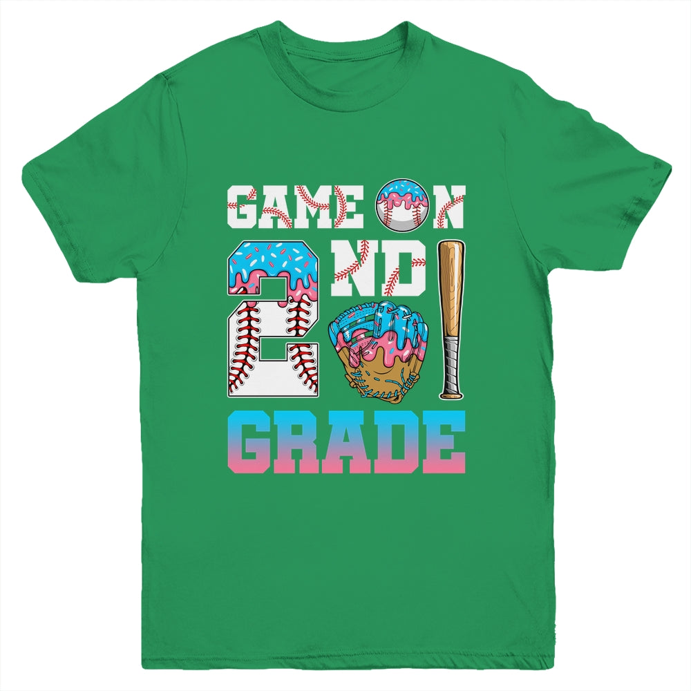 2nd Grade Back To School Baseball Drip Ice Cream Game On Youth Shirt | teecentury