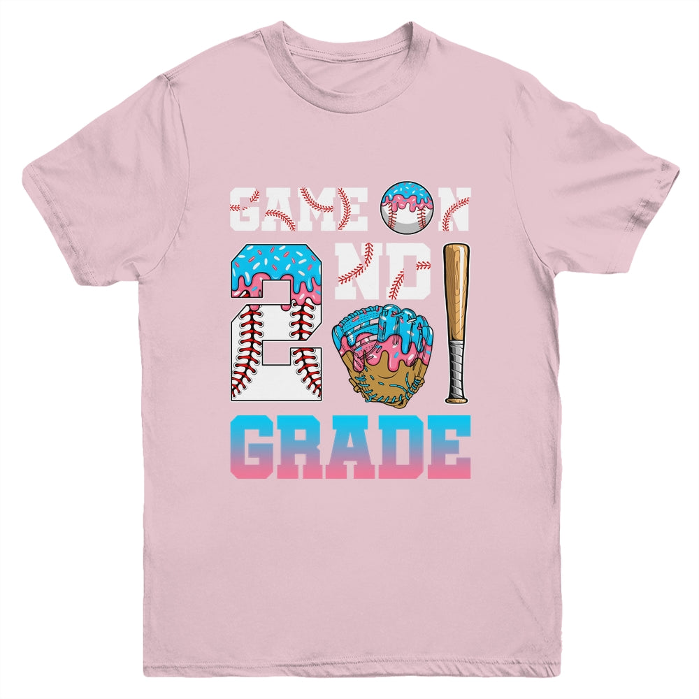 2nd Grade Back To School Baseball Drip Ice Cream Game On Youth Shirt | teecentury