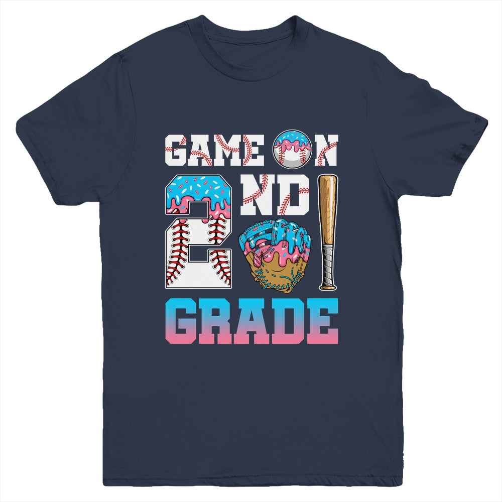 2nd Grade Back To School Baseball Drip Ice Cream Game On Youth Shirt | teecentury