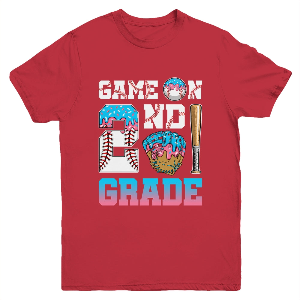 2nd Grade Back To School Baseball Drip Ice Cream Game On Youth Shirt | teecentury