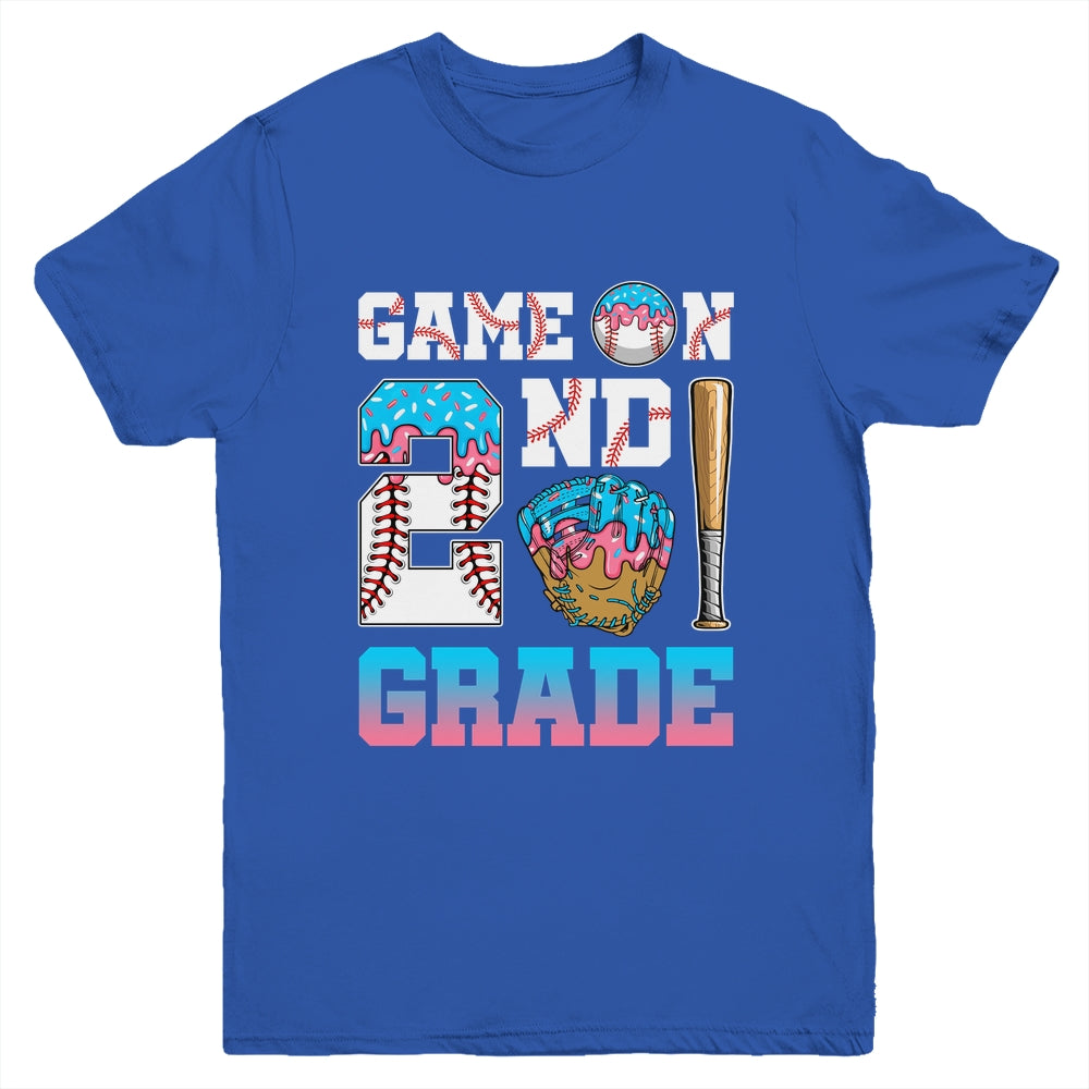 2nd Grade Back To School Baseball Drip Ice Cream Game On Youth Shirt | teecentury