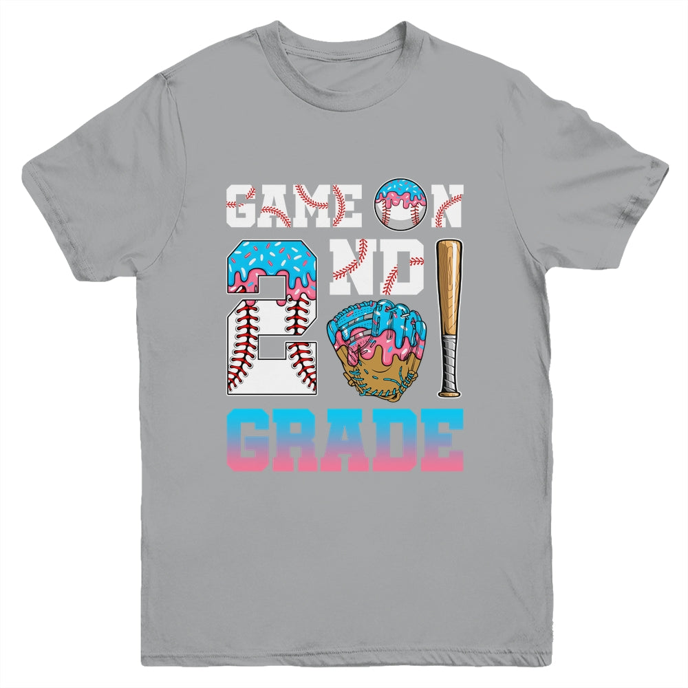 2nd Grade Back To School Baseball Drip Ice Cream Game On Youth Shirt | teecentury