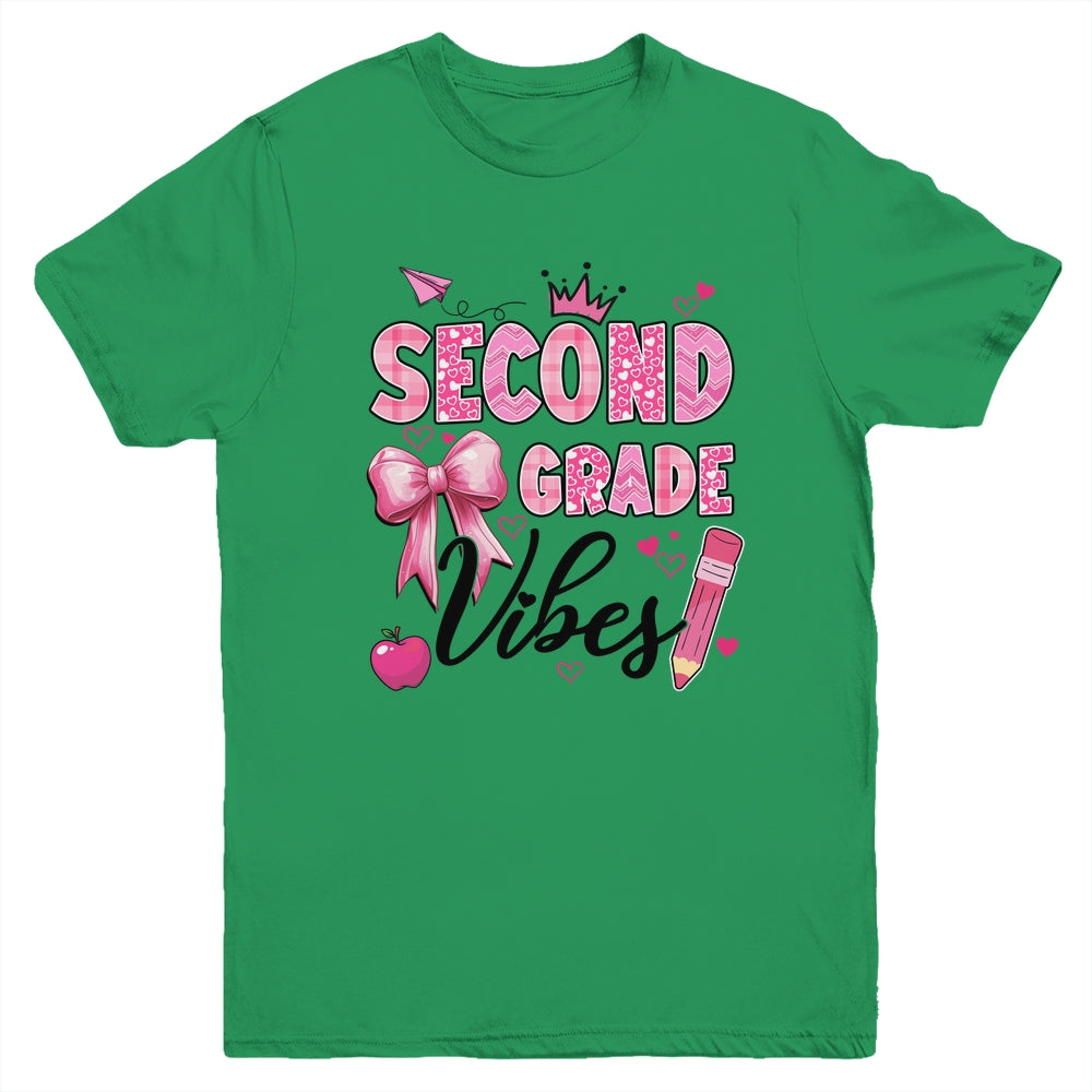 2nd Second Grade Vibes Back To School Coquette Teacher Girl Youth Shirt | teecentury